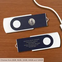 Blue and Gold Logo Custom USB Drive