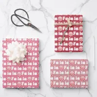 Groovy Retro Pink Fa La La Christmas Wrapping Paper Sheets