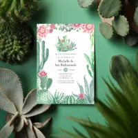 Watercolor Succulents Wedding Bridesmaids Luncheon Invitation