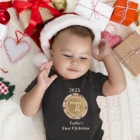 Peace & Joy Pink Gold Baby First Christmas Baby Bodysuit