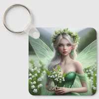 Beautiful May Fairy in Lilies of the Valley Keychain