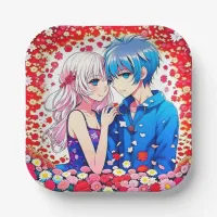 Anime Couple Unique Wedding Paper Plates