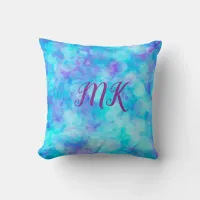 Blue and Purple Bokeh Bubbles    Throw Pillow