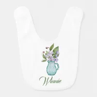 Watercolor Purple Sweet Pea Flowers Baby Bib