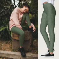 Green Tweed Texture Image Leggings