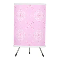 Scandi Geometric Pattern in Pink and White  Tripod Lamp