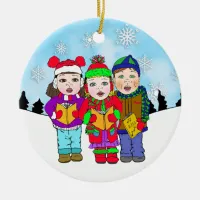 Cute Christmas Carolers Personalized Holiday Ceramic Ornament