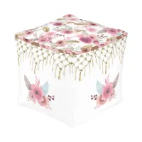 ... Macrame Design Small Print Cube Pouf