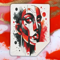 Abstract Face Red, Black and White |  Sherpa Blanket