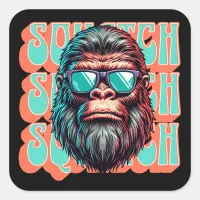 Vintage Squatch Retro Style Comic Pop Art Square Sticker