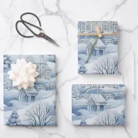 Winter Wonderland: Blue and White Christmas Tree Wrapping Paper Sheets