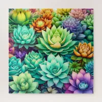 Colorful Succulents Collage Jigsaw Puzzle