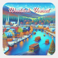 Woodstock, Vermont at Christmas time Square Sticker