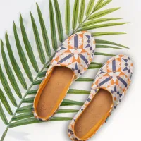 Orange Blue Cream Geometric Mosaic Ethnic Pattern Espadrilles