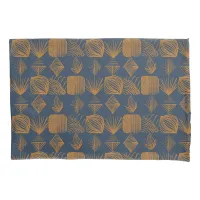 Bold Caribbean Tribal Mudcloth: Navy Blue, Gold Pillow Case