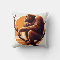 Jungle Harmony: Orangutan-Inspired  Throw Pillow