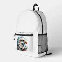 Majestic eagle in stunning watercolor style printed backpack