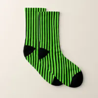 Halloween Slime Green and Black Stripe Socks