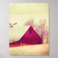 Red Winter Barn in Iowa Poster