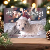 Happy Pawlidays Funny Cute Script Pet Dog Photo Holiday Card