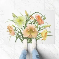 Orange Daylily Flowers Kitchen Floor or Doormat