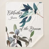 Mother of  Groom Watercolor Elegant Foliage Sherpa Blanket