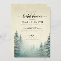 Rustic Watercolor Pine Forest Bridal Shower Invitation