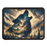 Wolf Howling at the Moon on a Cloudy Night Hitch Cover