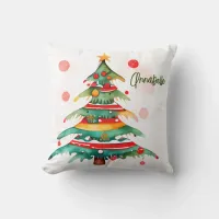 Christmas Red and Green Whimsical  16 Inch Throw Pillow