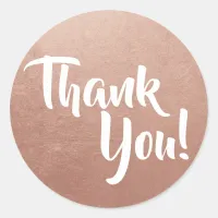 Rose Gold Foil Photo Thank You! Classic Round Sticker