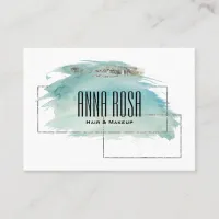 *~* Geometric Silver Girly Turquoise Watercolor Business Card