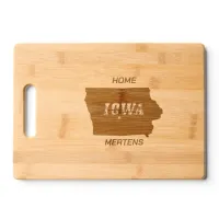 Iowa Map Outline State Text Add Name Bamboo Wood Cutting Board
