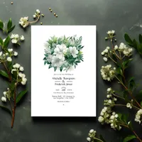 Emerald Green and Silver Floral Wedding Invitation