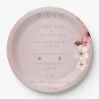 Elegant Floral Blossom Wedding Invitation Design Paper Plates