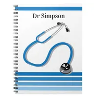 Stylish Hospital Doctor or Nurse Blue Stethoscope Notebook