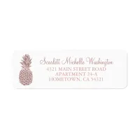 Girly Blush Pink Glitter Pineapple Address Label