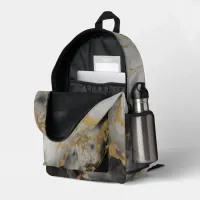 Gold, Black & White Marble | Printed Backpack