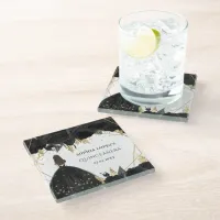 Rustic Black Gold Floral Princess Quinceanera  Glass Coaster