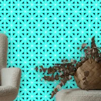 Turquoise White Black Tessellations Geometric Wallpaper