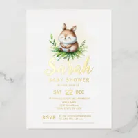 Woodland animal Baby Shower Foil Invitation