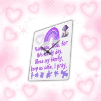 Christian Prayer for kids Purple & Pink | Square Wall Clock