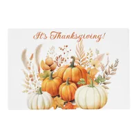 Fall Flowers White Pumpkin Thankgiving Dinner  Placemat