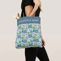 Tequila Drinker Blue Agave Cactus Patterned Tote Bag