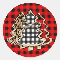 Buffalo Plaid Christmas Tree   Classic Round Sticker