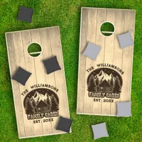 Rustic Wood Nature Family Cabin Brown Name Reunion Cornhole Set