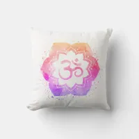 *~* OM AUM Symbol Ombre Lotus Flower Mandala Throw Pillow