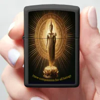 Golden Buddha meditating in lotus.  Zippo Lighter