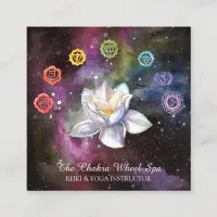 *~* Cosmic Celestial Chakra Symbols Cosmos Lotus Square Business Card