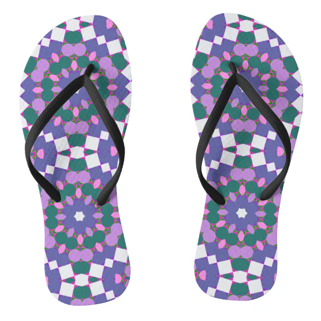 Vintage multicolor pattern flip flops