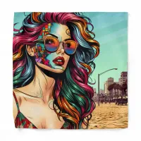 Fractured Art | Abstract Woman at Beach Bandana